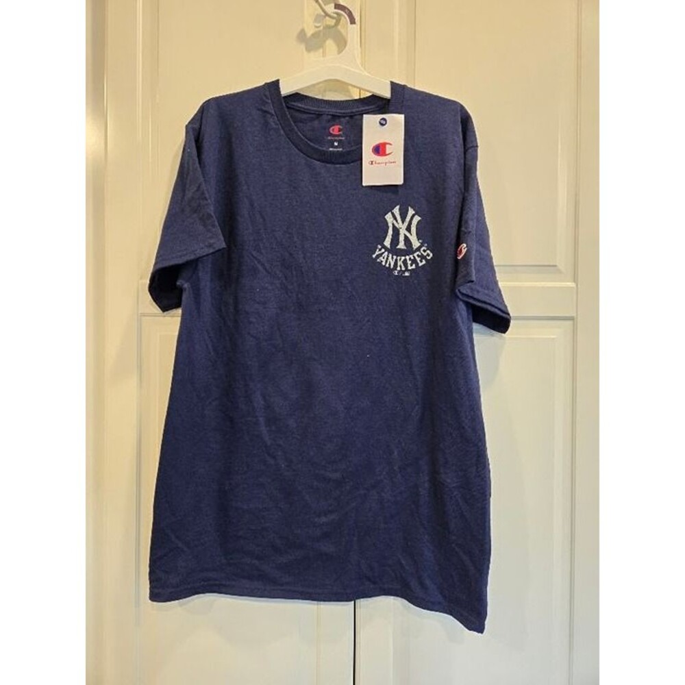 Champion New York Yankees Navy Blue T-Shirt Tee - Mens MEDIUM - NEW